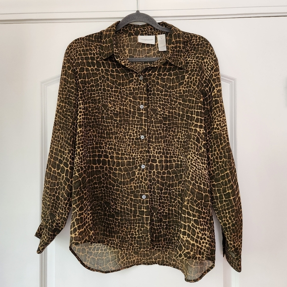 Liz Claiborne Tops - LIZ CLAIBORNE LIZSPORT PETITE WOMEN'S ANIMAL PRINT POLYESTER BLOUSE SZ. PETITE M